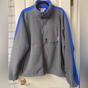 Columbia Fleece Jacket in Gray with Blue Accents  Size XL